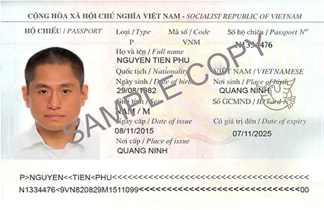 Passport Bio Page of Vietnam eVisa